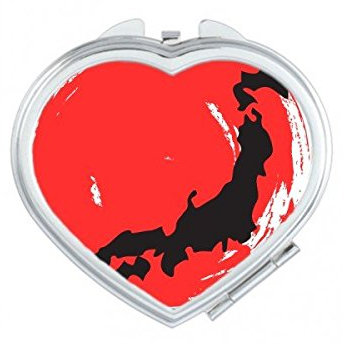 DIYthinker Japanische Art Japan Kultur Nationalflagge Rot Schwarz Karte Zusammenfassung Bürsten-Malerei Illustration Muster-Herz Compact Make-up Taschenspiegel Tragbare Nette kleine Handspiegel