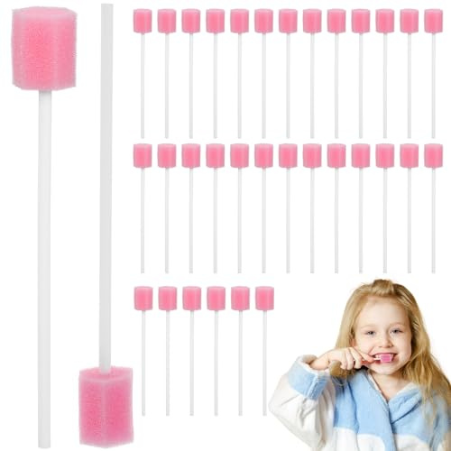 Rosenice Einweg-Schwamm-Mundpflegestäbchen 100 Stück in Rosa