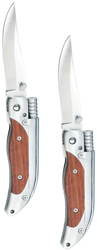 Semptec Urban Survival Technology Feuersteinmesser: 2er-Set Taschenmesser mit 8-cm-Klinge und Magnesium-Feuerstab (Outdoormesser mit Feuerstahl, Messer Magnesium, Survival Feuerstein)