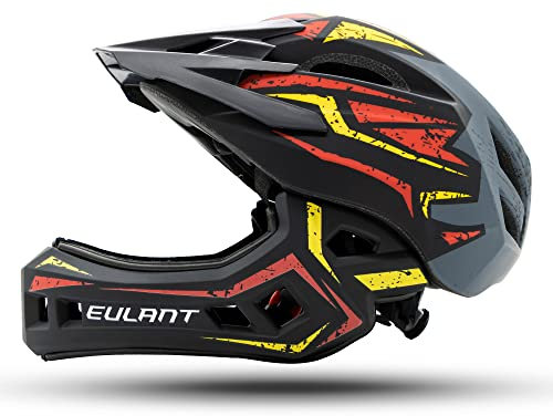 EULANT Fahrradhelm mit Kinnschutz für Jugendliche,Kinder Fullface Helm,BMX helme Jungen,Downhill Helm Mädchen,MTB Integralhelm Con EIN-Knopf-Entfernen Kinnschutz & Hinterer Einsteller