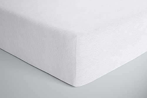 NightComfort wasserdichter Frottee-Matratzenschoner, Einzelbett, gesteppt, luxuriöser Bezug aus Polycotton, weiße Oberseite, extra tiefes Spannbetttuch mit elastischem Rand für Bett