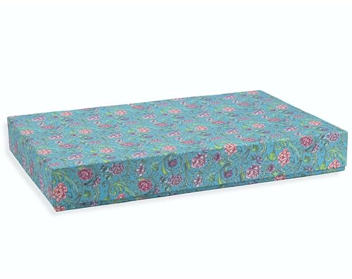 libralides - A4 Schachtel mit Deckel handgefertigt „Orleans“ (blau, rosa Blumen-Muster) Aufbewahrungsbox Stülpschachtel flach & rechteckig - Aufbewahrungsschachtel Aufbewahrungskarton aus Karton/Pappe