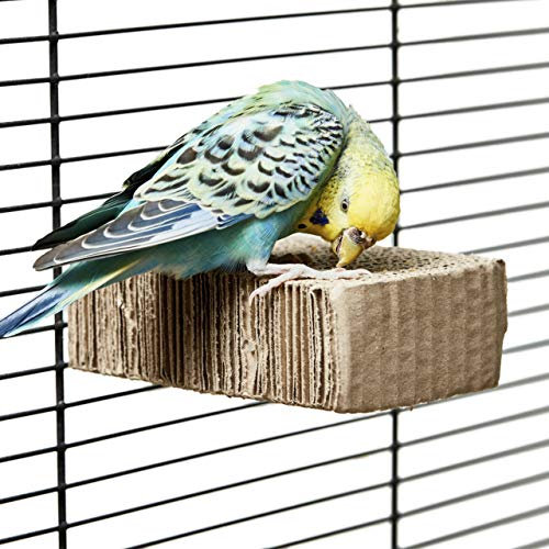 HappyBird | Vogelsitzbrett aus Pappe | ca. 12 x 8 x 4cm mit Edelstahlschrauben für Wellensittiche das Sitzbrett zum schreddern