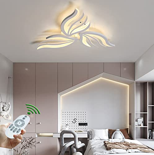 Lanekd Wohnzimmerlampe Deckenleuchte LED Wohnzimmer Schlafzimmer Lampe Deckenlampe Dimmbar mit Fernbedienung Modern Blume Design Decke Pendelleuchte Esszimmer Esstischlampe Küchen Hängend Lampen