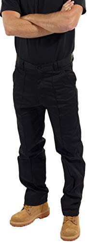 SITE KING Mens Classic Workwear Trousers Size 28 to 56 with Button & Zip Fly (32W / 33L, Black)