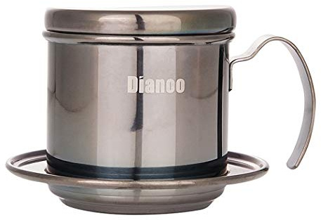 Dianoo Vietnamesischer Kaffeefilterpresse, tragbarer vietnamesischer Kaffeebereiter aus Edelstahl, manueller Kaffeefilter für Zuhause, Büro, Café, Restaurant, Reisen, Schwarz