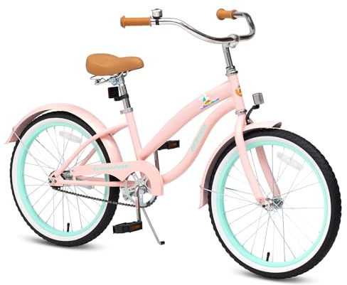 ACEGER Girls Beach Cruiser Bike for Kids 5-13 Years Old, 16 18 20 24 Single Speed Kids Bicycle Included Coaster Brake, Front and Rear Reflectors, 24 7 Speeds with Dual Brakes
