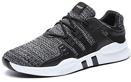JACKSHIBO Schuhe Sneaker Herren Laufschuhe Damen Leicht Sportschuhe Gym Turnschuhe Outdoor Atmungsaktiv Freizeit Fitnessschuhe, 01 Grau 43 EU