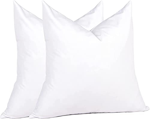 puredown® Euro Pillow Inserts 24 x 24 (Pack of 2, White), Feather Down Pillow Stuffer, White Throw Pillows for Bed, Couch, and Cushion