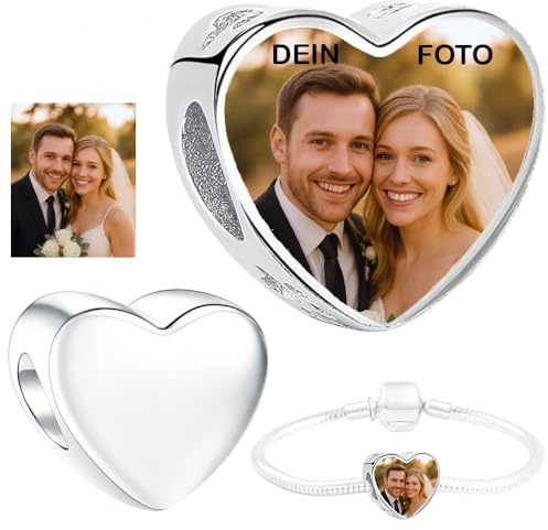 Silber 925, personalisiert Schmuck Foto CHARM kompatibel mit Pandora Armband und Kette, Personalisiertes Geschenk