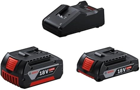 Bosch Professional 18V System Akku Starter-Set (2x GBA 18V 4.0Ah Akku + Schnellladegerät GAL 18V-40, im Karton)