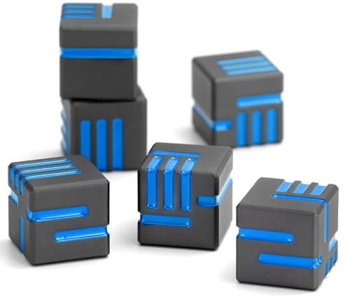 Technologie Metall Würfel, DND Würfel Set 6mm, ZHOORQI W6 Spielwürfel Neu Gestaltete Konzept Würfel für Dungeons and Dragons und RPGs(D6-Gun Blue)