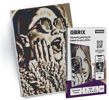 QBRIX Vintage A4 Diamond Painting Personalisiert | Eigenes Foto | Benutzerdefinierte Diamantmalerei Set | personalisiertes Geschenk | DIY Diamantmosaik Bild | 5D Diamant Malerei Bauset