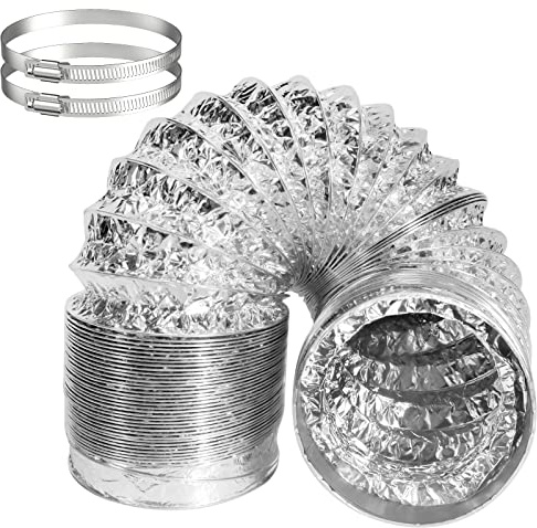 HG Power Tubo Flexible de Aluminio de 150mm, Longitud de 3m, Tubo Flexible Campana Extractora Conducto, con 2 Abrazaderas Metalicas para Tubos