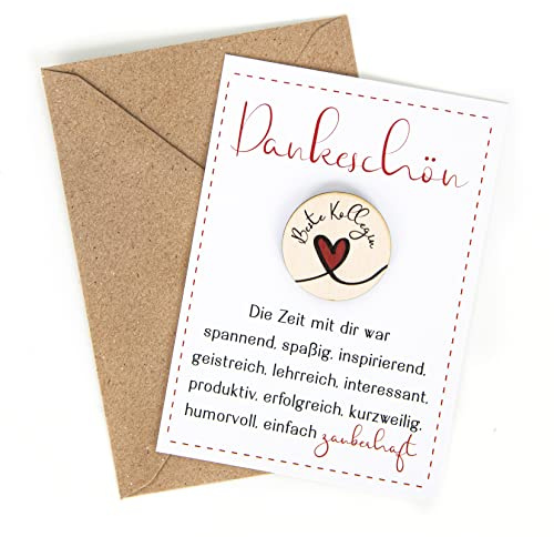 Logbuch-Verlag Abschiedsgeschenk Beste Kollegin kleines Geschenk zum Abschied Karte mit Glückstaler aus Holz und lieben Text