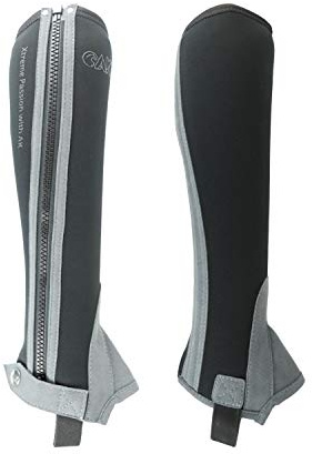 Mini Chaps in neoprene AK Passion Kids Horse Riding Half Chaps AKRS-1889 (XS, Black/Grey)