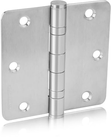 golenwarm 3 Pack 304 Stainless Steel Door Hinges, Satin Nickel Brushed Non Removable Pin Heavy Duty Ball Bearing Door Hinges 3.5 Inch, Commercial and Residential Door Hardware, with 1/4 Inch Radius