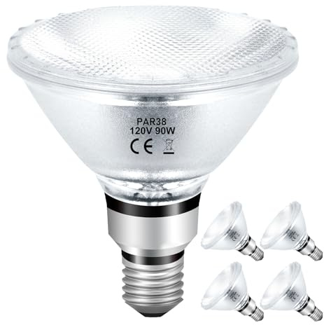 Jaenmsa PAR38 Halogen Flood Light Bulbs 90W 120V, 4Pcs Halogen PAR38 90W Light Bulbs Dimmable with E26 Base, 2700K Warm White, 4050 Lumens for Indoor and Outdoor