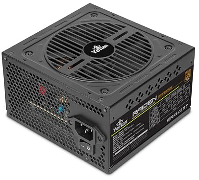YEYIAN Raiden 750W Fuente de Alimentación No Modular PC 80+ Bronce | PCIE 6+2 | ATX 12V Ver 2.3 | 80 Plus Bronze | Cables Planos | Ventilador 120mm | PC Gaming Compatible Intel Nvidia AMD (Negro)