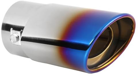 MOCNT Car Exhaust Tail Pipe Stainless Steel Car Exhaust End Pipe Muffler Tip Car Modified Rear Tailpipe End Throat Single Outlet End Tailpipe Universal 63mm Blue Straight