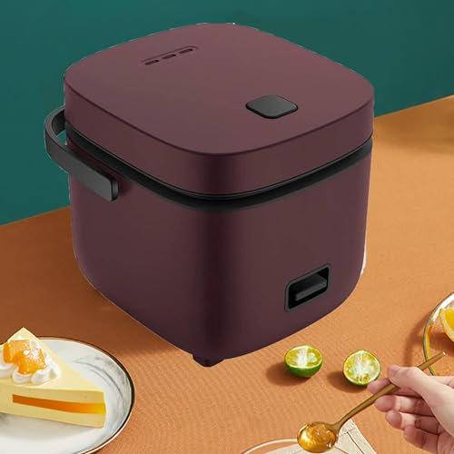 Small Rice Cooker for 1, Rice Cooker Small Mini Korean Micro Rice Cooker 1.2 Litre, Includes Measuring Cup And Spatula,Brown