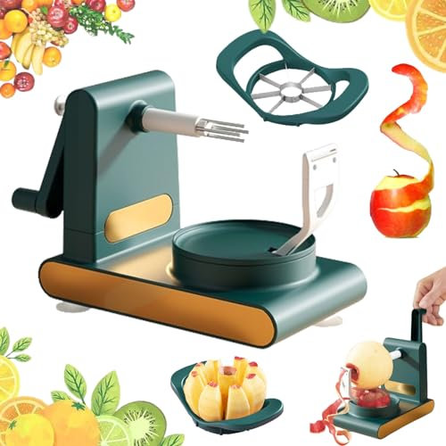 HOPASRISEE Multi-Fruit Peeler 2.0, Multi Fruit Peeler, Multi Fruit Peeler 2.0, Home Essentials Multi-Fruit Peeler 2.0, Multi Fruit Peeler Machine, Hand Crank Multi-Fruit Peeler (Dark Green)