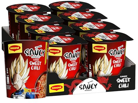 MAGGI Saucy Noodles Chili Dolce, 8 Cup da 75g (600g)