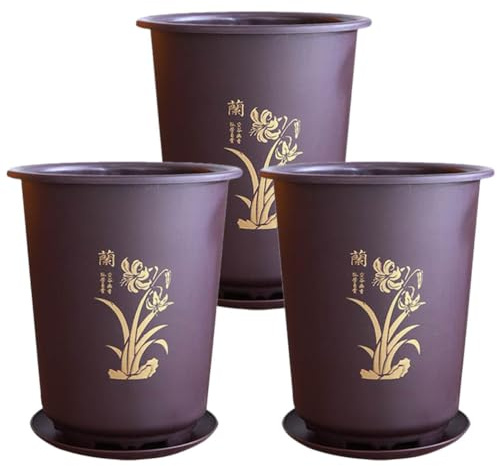 POPETPOP 3sätze Orchideen Pflanztöpfe Aus Hochwertigem Mit Untersetzern Teilig Runde Blumentöpfe Für Zimmerpflanzen Atmungsaktiv Mit Optimalem Wasserabfluss Für Orchideen Und Andere