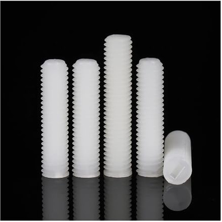 SEIDER Boulon Fendu en Nylon M3 M4 M5 M6 M8 M10, Filetage en Plastique Blanc, vis de réglage métrique sans tête à tête Plate, 5 à 50 pièces(M3x 15mm- 50pcs)