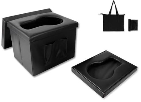 Tragbare Campingtoilette Faltbar Leicht Klappbare Camping Toilette Reisetoilette Wc Für Wohnmobil Campingreisen Mit Weichem Deckel Trockentoilette Camping Trenntoilette Für Lange Reisen ,Black