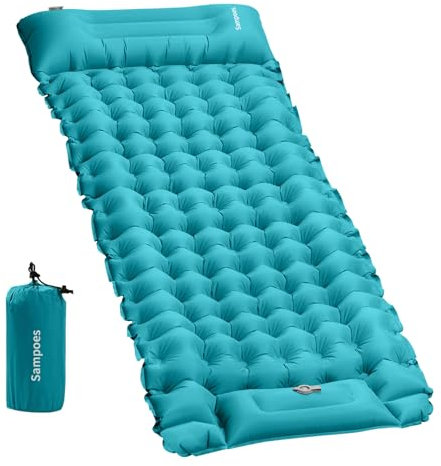 Sampoes Isomatte Selbstaufblasend, 10cm Verdicktes Luftmatratze Selbstaufblasend, Camping Matratze mit Fußpumpe, Outdoor Luftmatratze Aufblasbare für Wandern, Reisen, Zelt