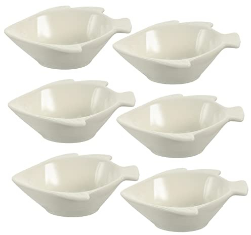 OKUMEYR 6pièces à Sauce Céramique De Coupelles Apéritif Forme De Poisson Vaisselle Résistante Aux Pour Condiments Et Fruits