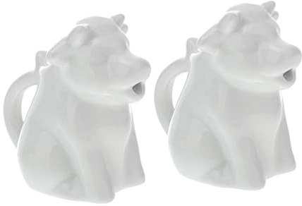 Cabilock Lot De 2 Pots à Lait En Céramique D’animal Poignée, Petite Taille, Pot à Crème Et Pichet à Sauce, Matériau Céramique Blanc, Usage La Cuisine Et Restaurant