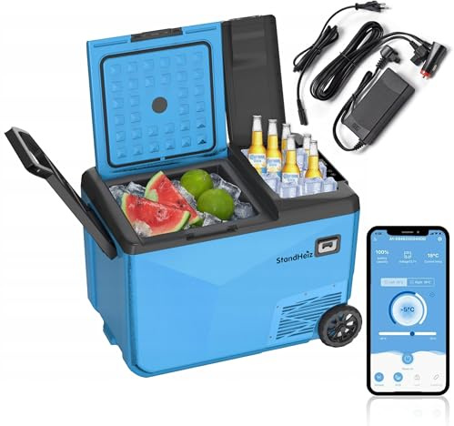 StandHeiz Kühlschrank 32L Camping Kompressor 12V, 24V, 230V Touristische Kühlschranke ideale Lösung für Wohnwagen und PKW, Wohnmobile, mit Gefrierschrank bis -20°C, Energiesparend und leise betrieben