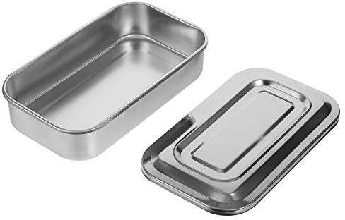 Plateau de Carré 8 Pouces en Acier Inoxydable avec Couvercle | Finition Polie, pour Procédures Chirurgicales, Argenté Élégant et Pratique