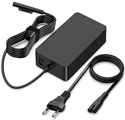 Chargeur 65W Compatible avec Microsoft Surface 10 9 8 7+ 7 6 5 4 3 X | Compatible avec Surface Ordinateur Portable Windows 6, 5, 4, 3, 2, 1, Tablette Go, Book 3, 2, 1, 44W, 36W