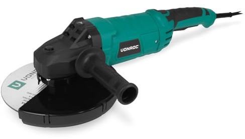 VONROC Meuleuse d’angle VONROC AG509AC – 2350W, Ø230 mm, Démarrage progressif, Poignée rotative, Sécurité anti-redémarrage – Idéale pour métal, béton, brique, carrelage