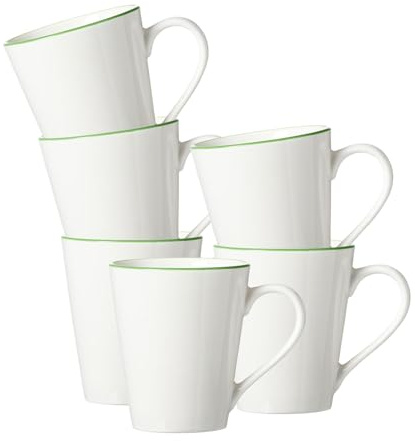 Ritzenhoff & Breker Adela Henkelbecher 300 ml, 6er Set, Kaffeebecher mit schmalem Farbrand, Spülmaschinenfest, Grün