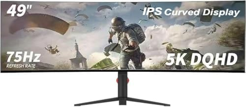 AtomFun YOGAES 49 pulgadas Wide Dual QHD (5120 x 1440) IPS Surface Gaming Screen with a 49 inch Screen. 5 K.HDR 400, Hidden Interior, USB - C, vesa100 x 100 mm, inclinación ajustable (75 hz)