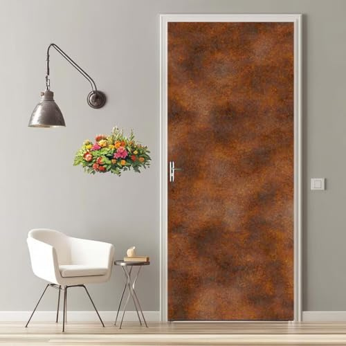 Türtapete Selbstklebend 90X200 cm Türaufkleber 3D Türfolie Selbstklebend Rost Farbe Weinlese Klebefolie Türposter Wasserfest Wandbild für Schlafzimmer Wohnzimmer Bad Tür Tapete -MT2111
