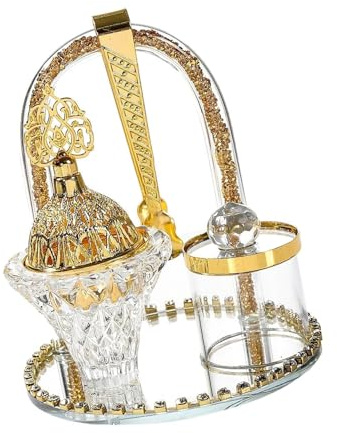 Arabic Styles - Juego de soportes para incienso de cristal y metal, con charola de clip, tarro para decoración del hogar, banquetes, chimeneas, quemadores de incienso de cristal