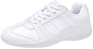 White Cheerleading Shoes: Girls School Team Sports Cheer Shoes - Women's Modern Dance Sneakers - Yoga Gymnastics Trainer, White37