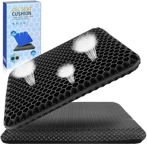BTDZDD Cuscino In Gel, Cuscini per Sedie Traspiranti per Auto/Ufficio/Casa/Sedia a Rotelle (Cuscino Nero Fuliggine, 47 * 44 * 3.5) (Cuscino Nero Fuliggine, 47 * 44 * 3.5)