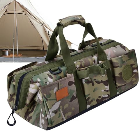 Campingpinnpåse, vikbar tältinsats, markpinne förvaring med avdelare, utomhusutrustningsväska med kompakt bärdesign, gräsmatta gård trädgård vandringstillbehör långvarig användning