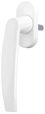 Poignée de fenêtre ToniTec « Lena II » - Modèle olive - Avec tige de 35 mm - Avec vis en aluminium - Blanc