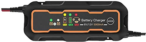 YONII Chargeur de Batterie de Voiture Portable et mainteneur 6v-12v 3A 5A Intelligent au Plomb-Acide 3 étapes Chargeur de Batterie Automatique à Vilebrequin Mini ultrasafe pour Voitures Motos Bateau