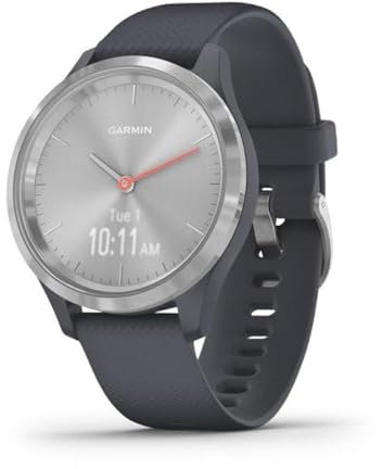 Garmin vivoMove 3s (Sidabrinis su granito mÄ—lynumo dirželiu) 39mm korpusas
