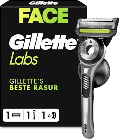 Gillette Labs Herrenrasierer mit Peelingstange, wiederverwendbarem Griff und Nachfüllkartusche von GilletteLabs hat 5 beste Klingen, komfortable Gesichtsrasur, Wandhalterung