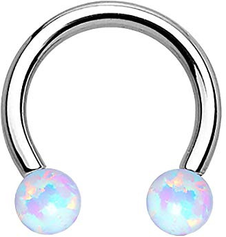 Taffstyle Piercing Chirurgenstahl Hufeisen Opal Kugel für Lippe Ohr Nase Intimbereich