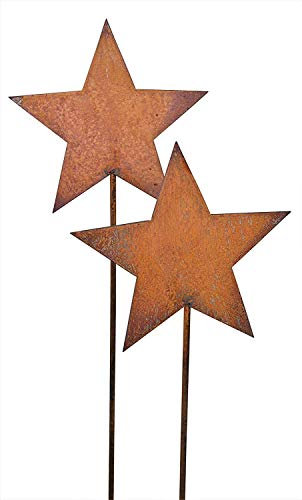 Bornhöft - Set di spine da giardino a forma di stella, in metallo arrugginito, decorazione da giardino